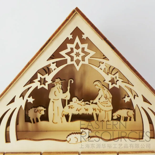 Plywood Laser Cut Christmas Nativity Scene With Advent Calendar - Buy ...