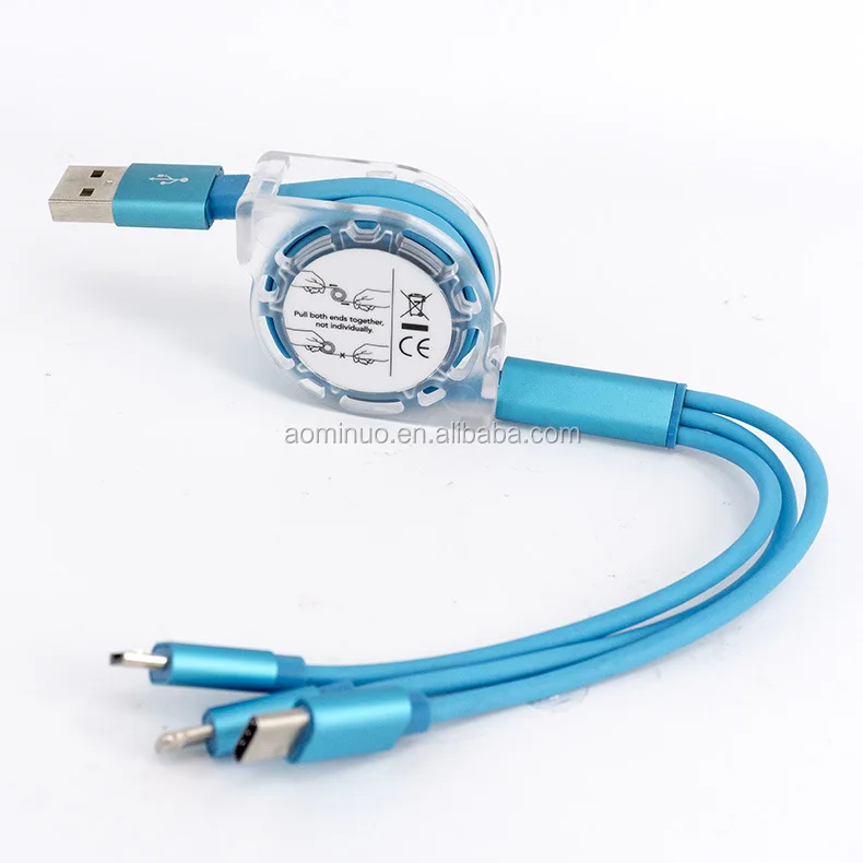 3 in 1 Flexible Stretch Data Phone Charger Cable USB charger cable for iPhone 7 6 5 4 for Samsung S 3 4 5 6 For Huawei P 8 9 10