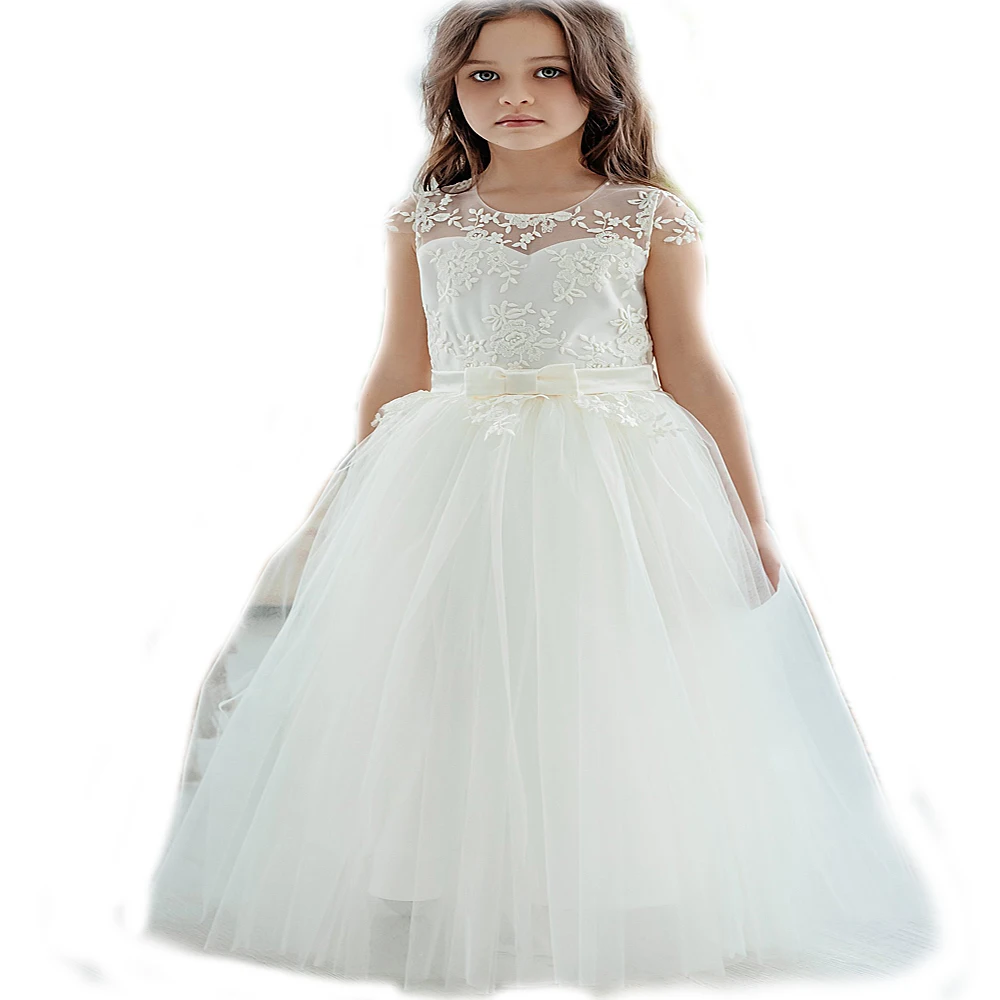 

Little Girl Party Gowns princess Girl Party Dress Pageant frocks First Communion Dress Applique Tulle Flower Girls Dresses, Picture