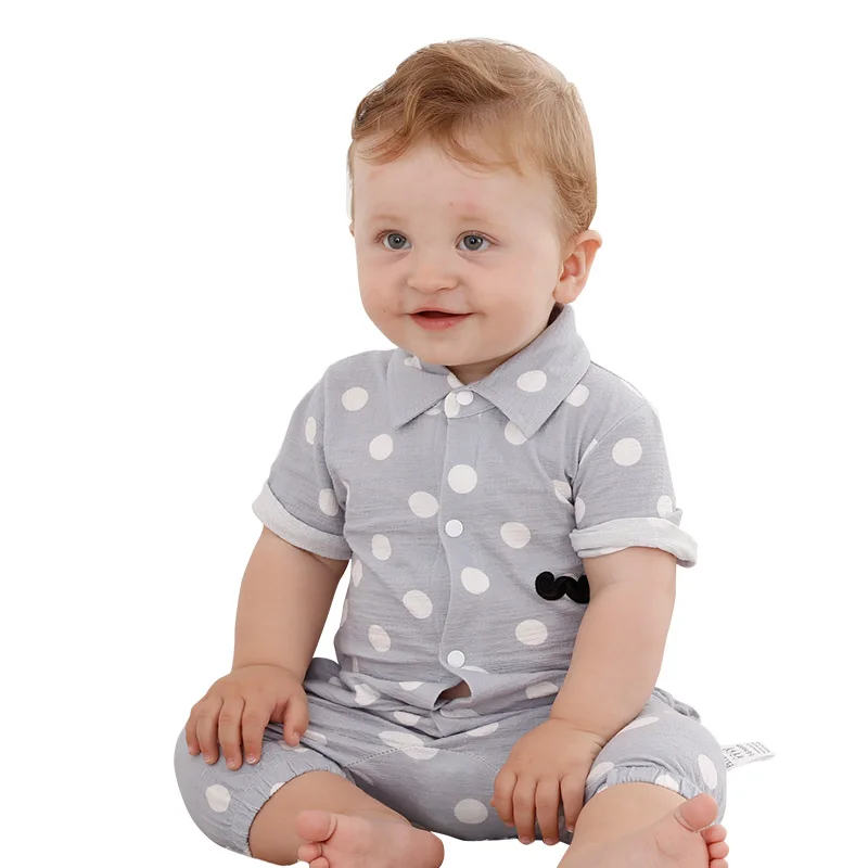 

Petelulu Polka dots romper cool Baby Clothes of little beard, Blue & gray