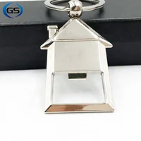 

Custom design metal cheaper blank house shape keychain bottle opener with keyring