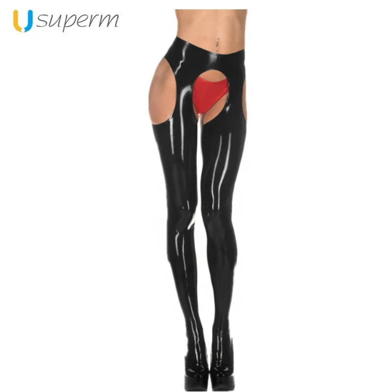 

Women's Lingerie Black Lycra Wet Look Anti-skid Thigh Length Stockings Sexy Socks Latex Tights
