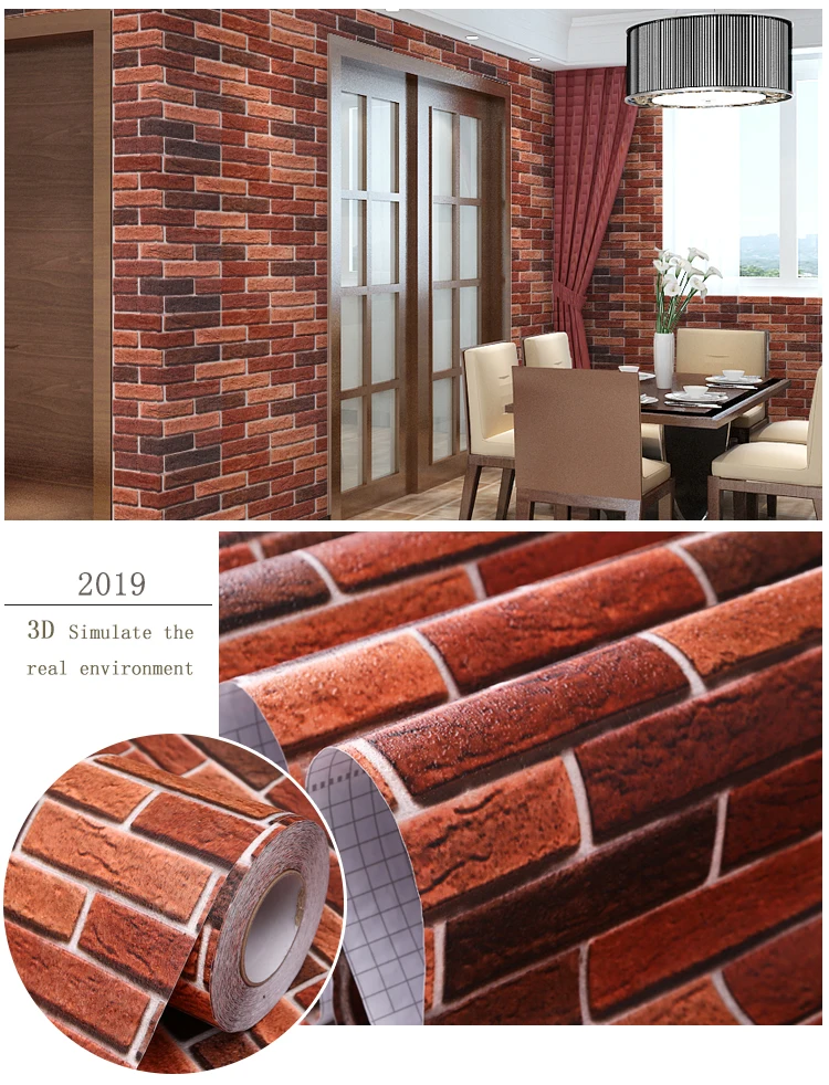 Hot Sell moisture-Proof different colors self adhesive easy clean 3d brick wallpaper for household