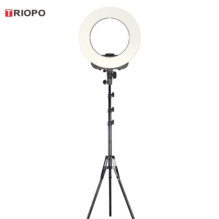 TRIOPO RL-14 14 inch Outer adjustable Color Temperature 3200K-5600K  Makeup Dimmable Video Ring LED Light with Phone Adapter