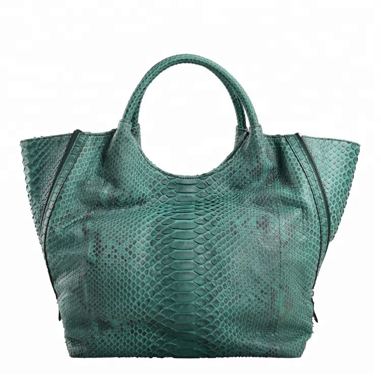 

Emerald Green python tote bags designer python leather lady bags real snake handbags for sale brand style leather purse
