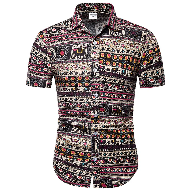 

XL1088 Custom design printed short sleeve 100% cotton casual famous brand cotton shirts for men