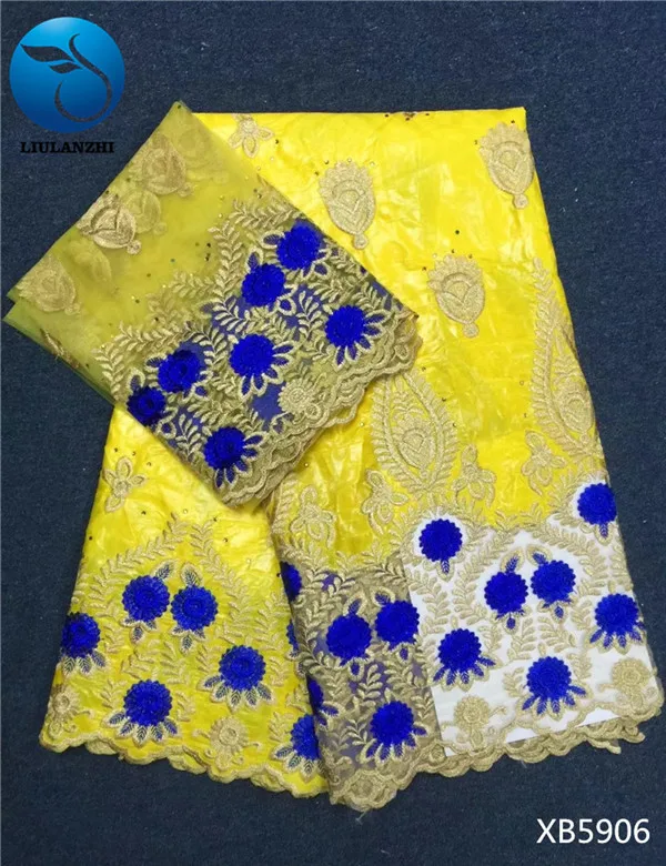 

LIULANZHI Fashion african bazin riche lace fabric with stones yellow bazin riche getzner match french lace fabric XB59, Customized