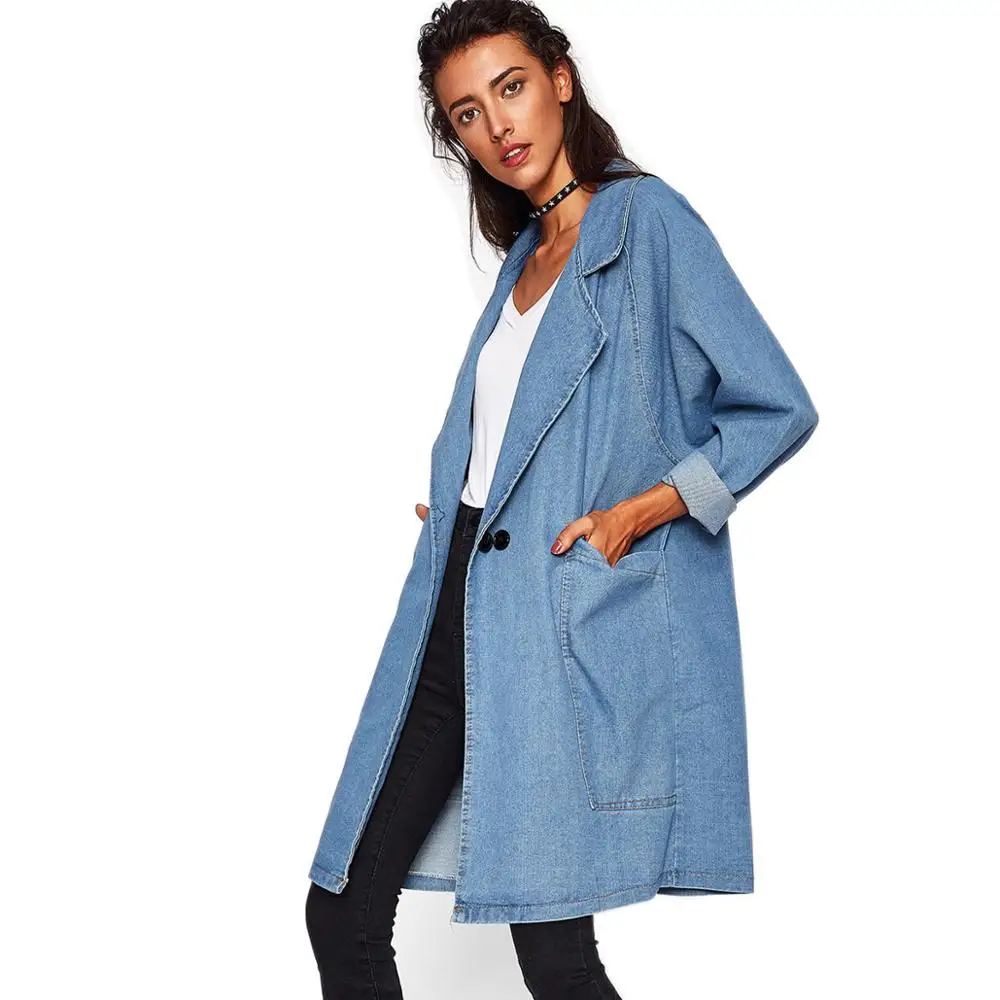 

early autumn big lapel pocket raglan sleeve long jeans coat