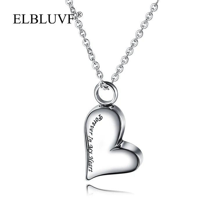 

ELBLUVF Hot Sell Animal Ashes Container Heart Shape Pendant Pet Forever in My Heart Memorial Necklace Custom Engrave Jewelry, Steel color