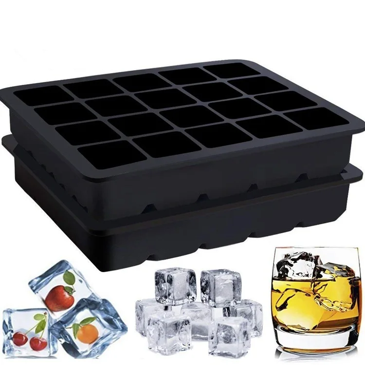 

Wholesale Premium Silicone FDA approved Square Shaped 20 Cavity Flexible Ice Cube Tray, Stock colors or pantone color