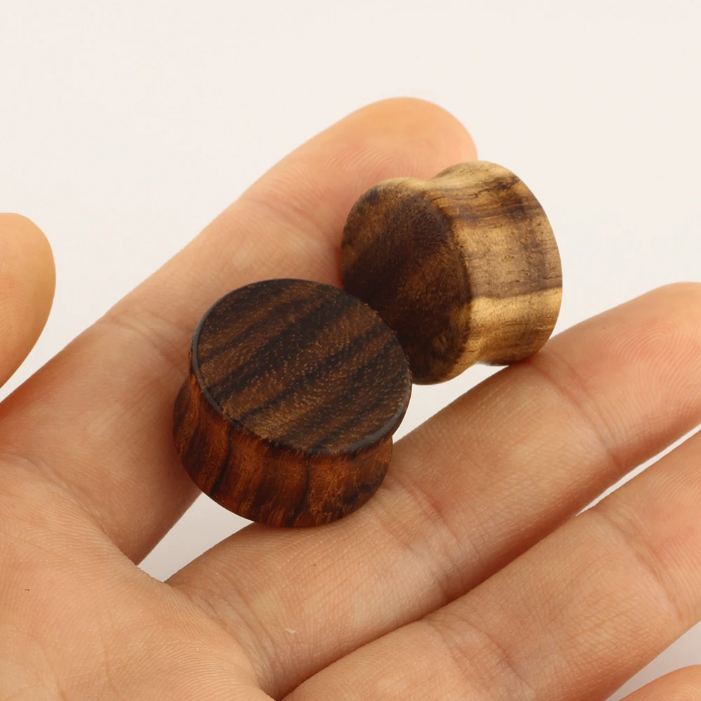 Wooden Ear Plug Tunnels Double Flared Saddle Stretching Gauge Expander