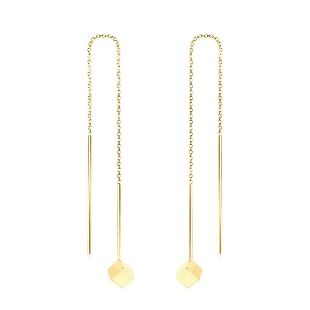 

2019 new design stainless steel jewelry drop earrings with small square shape design for women and girls