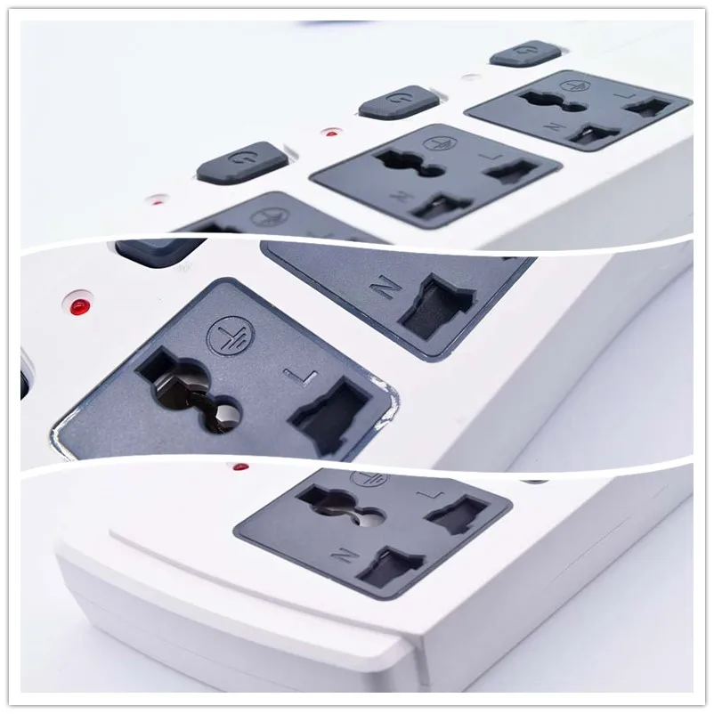 3 Outlets Universal Smart Power Strip With Led Smart Outlet Swith