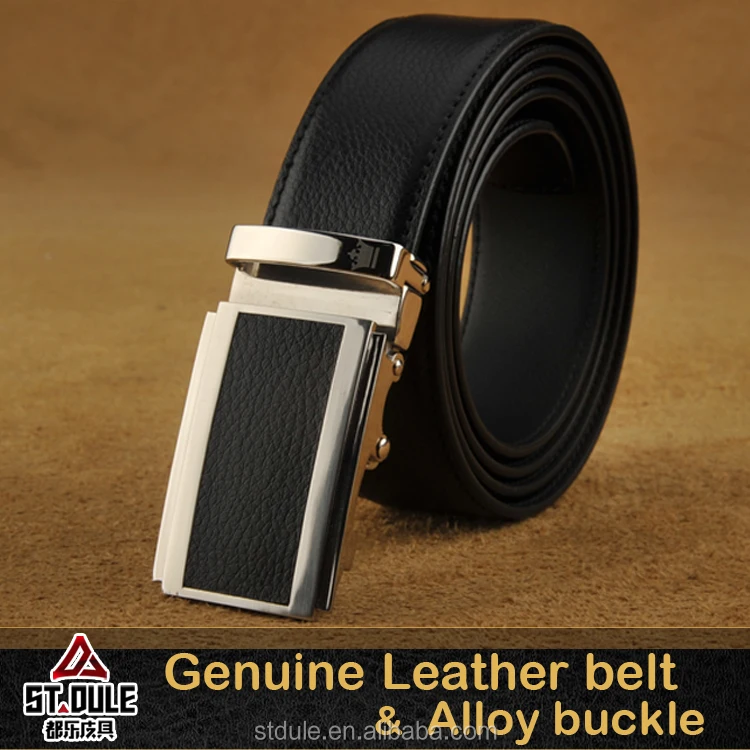 business casual man leather belts with 32mm automatic zinc alloy buckle