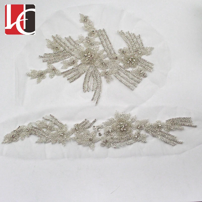 

HC-3421 Hechun New Crystal Rhinestone Applique Work Design Sew on Wedding Dress or Garment