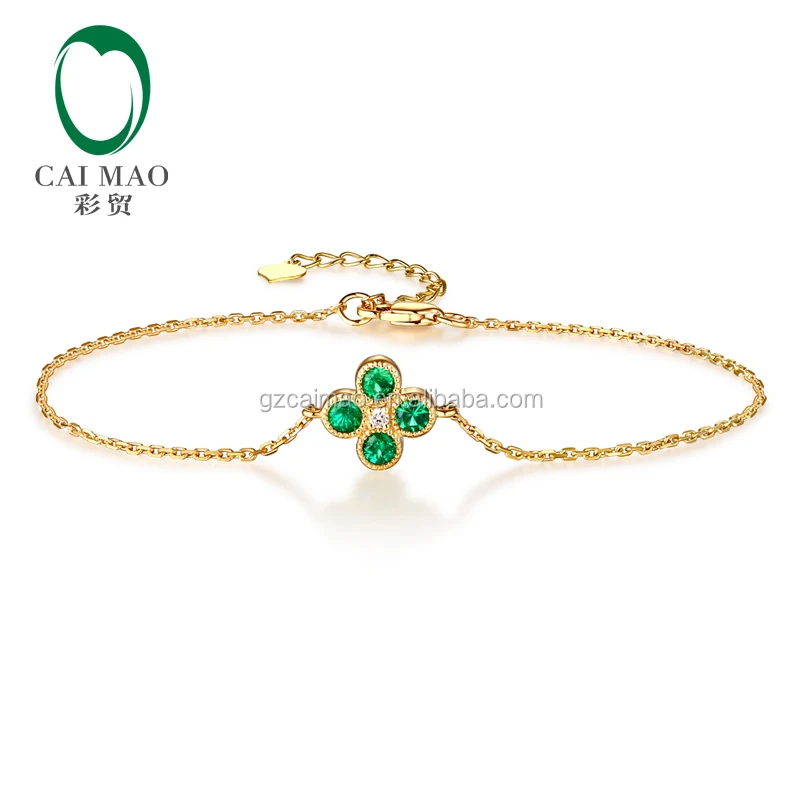 

Caimao Jewelry 0.53ct Natural Emerald & Diamond 18k Yellow Gold Engagement Chain Bracelet Custom Jewelry Wholesale, N/a