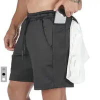 

Mens Four Pocket Drawstring Knit 2 in 1 shorts Workout Training jersey shorts