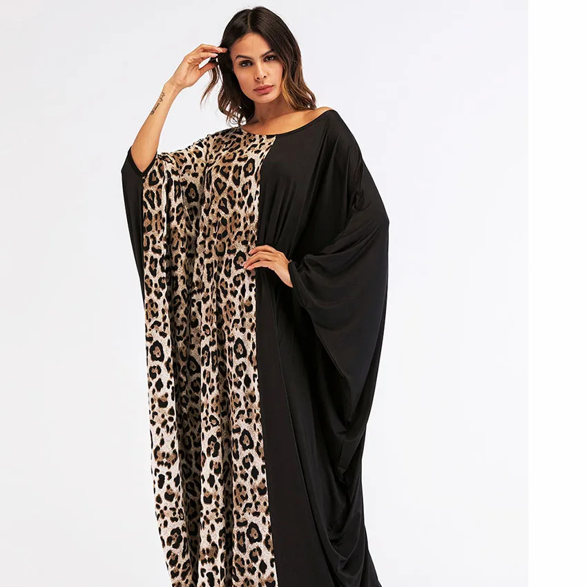 Leopard Patchwork Dubai Kaftan Islamic Maxi Dresses Moslim Jurken Fairy ...