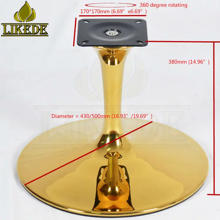 Golden Trumpet Tulip round Chair Leg Shinny Titanium Gold 304# Stainless Steel Iron Workshop and Apartment Chair Base