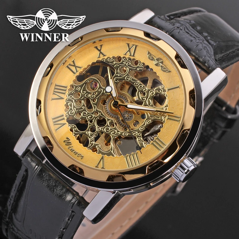 

Winner Watch New Model Man Automatic Watch Mechanical Top Leather Band T-winner Men Clock Wristwatches Relojes Hombre, 11-color