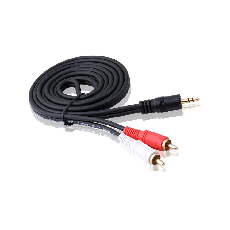 3.5mm male aux plug to 2rca male plug y audio stereo cable adapter