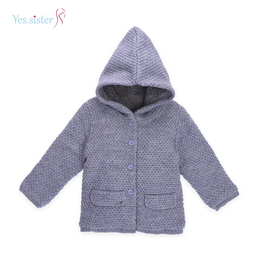 Hot Sale Nice Big Button Baby Girl Hooded Sweater Cardigan Wholesale ...