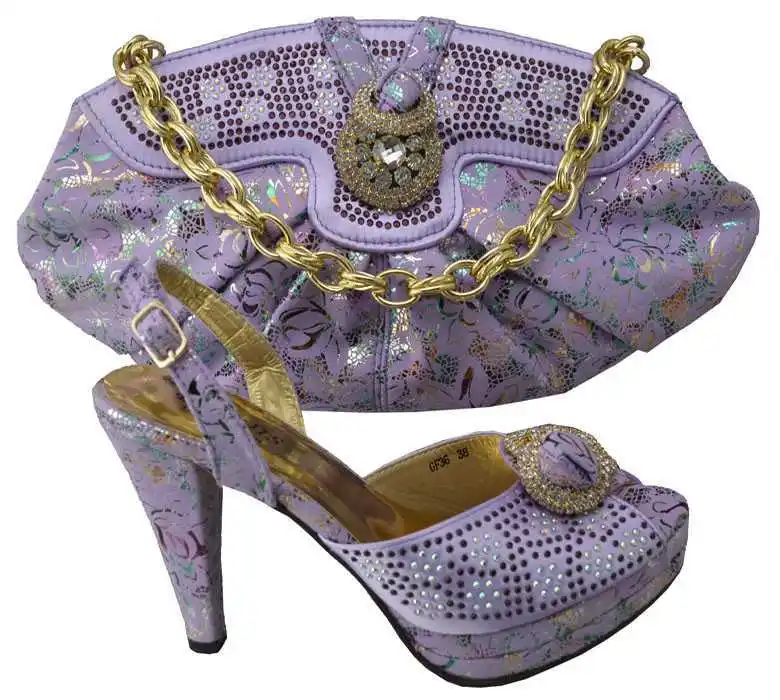 lilac shoes and bag for wedding