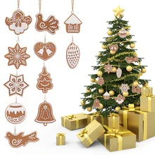 11 PCS Cartoon Animal Snowflake Biscuits Hanging Christmas Tree Ornament Hand Made Polymer Clay Christmas Decorations