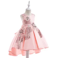 

New Arrival Summer Kids Clothes Baby Girl Sequined Tassels Cocktail Long Party Dress