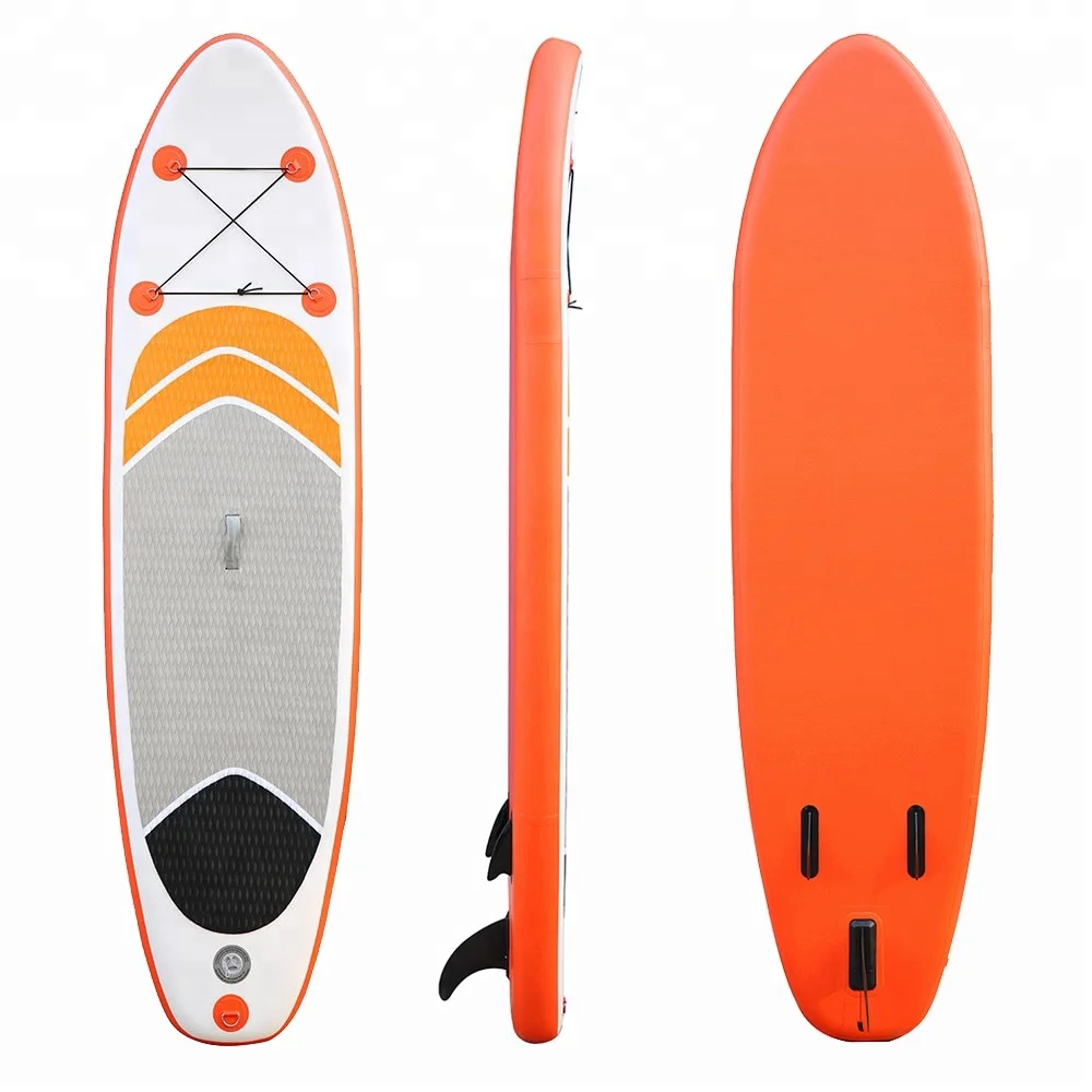 

wholesale Inflatable SUP Stand up Paddle Board with Adjustable Paddle, Coil Leash, Travel Backpack, Orange and white