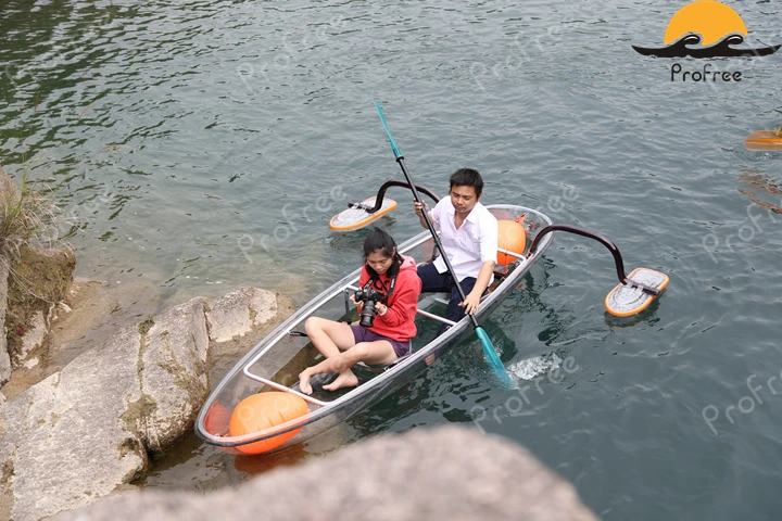 
Clear bottom PC transparent kayak canoe with stabilizer outrigger 