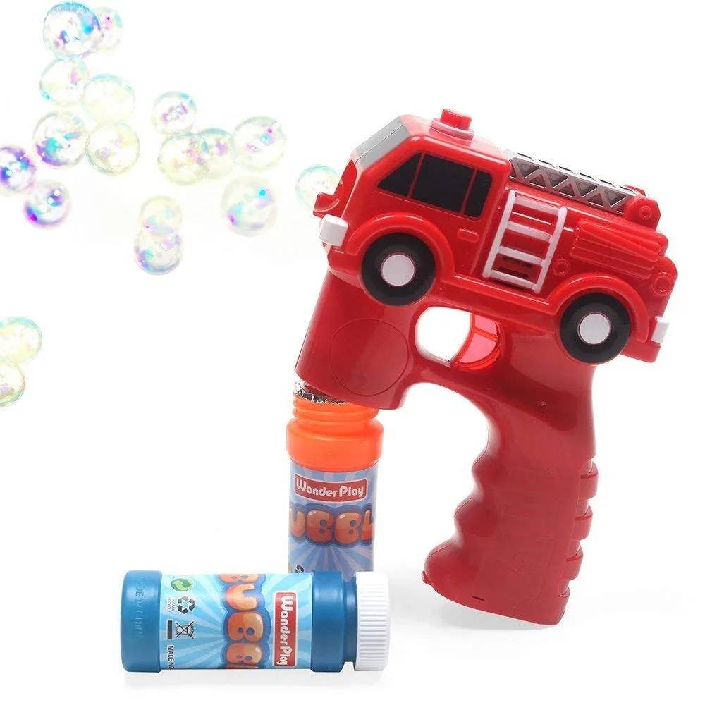 Light Up Fire Truck Bubble Blaster Shooter Gun Bubble Machine Gun Led