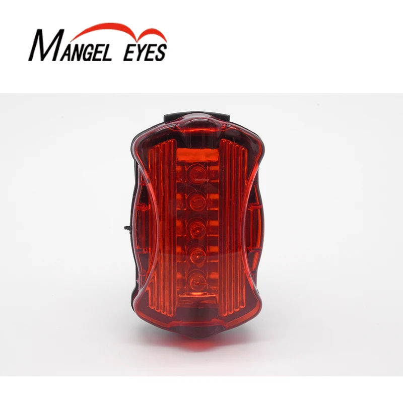 

Bicycle light accessories bicycle led flashlight 5 led bike rear light with 6 modes, Black+red