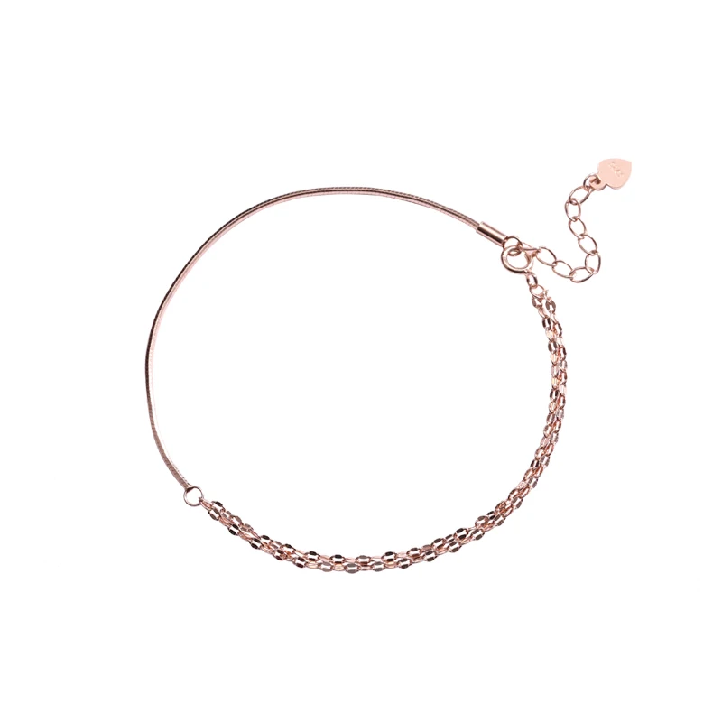 

L081L Dainty jewelry snake chain and Double Stacked ripple chain bracelet by Moyu