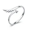 Adjustable silver ring Angel with heart shape open ring to make your life full of love