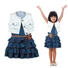 2019 latest hot selling wholesale sleeveless denim vest wave flower belt casual girl children dresses