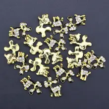 10 Pcs Glitter Gold Black Cute Dog 3D Rhinestones For Nail Art Decorations On Gel Polish