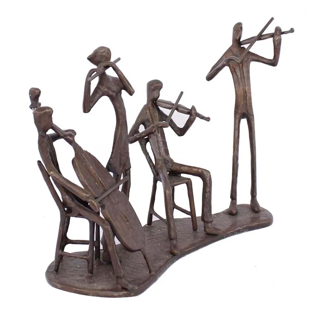Cast Iron Bronze Sculpture Music Metal Figurines For Home Decor The