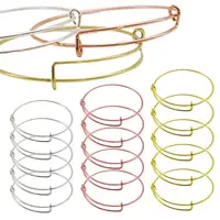 

Expandable Plain Adjustable Wire a lex Bracelet for DIY Jewelry Making - 6.5 cm Diameter - 9 Different Plating Colors