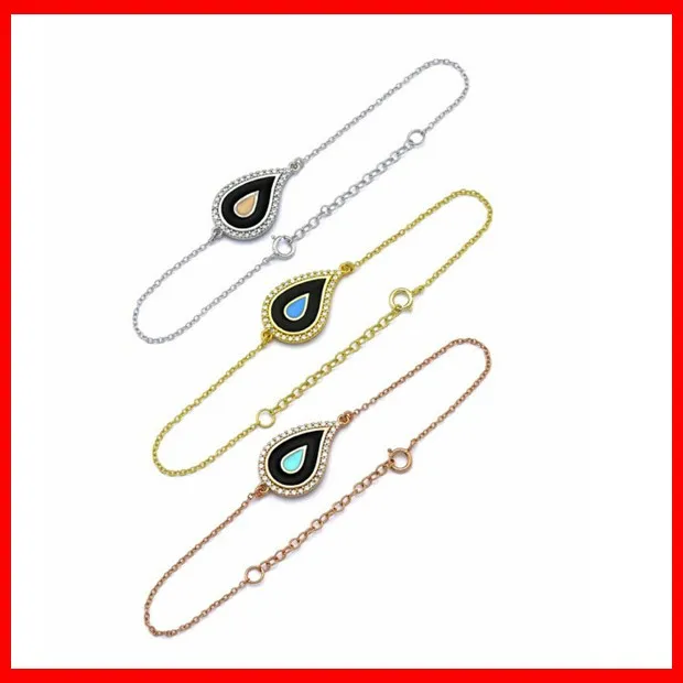 2017 925 sterling silver rose cz bead marble bead bracelet