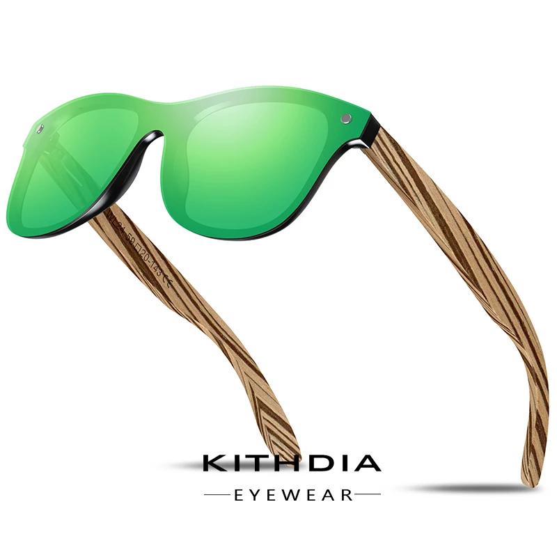 

Kithdia Dropshipping Polarized Zebra Wooden Temples Sunglasses Mirror Lens Bamboo Sun Glasses Colorful Shades Handmade WL24