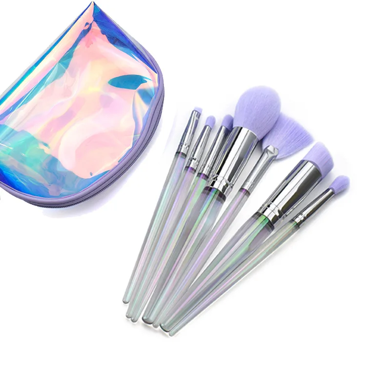 

2019 New Arrival High End 7PCS Holographic Acrylic Makeup Brush Set with PU Bags