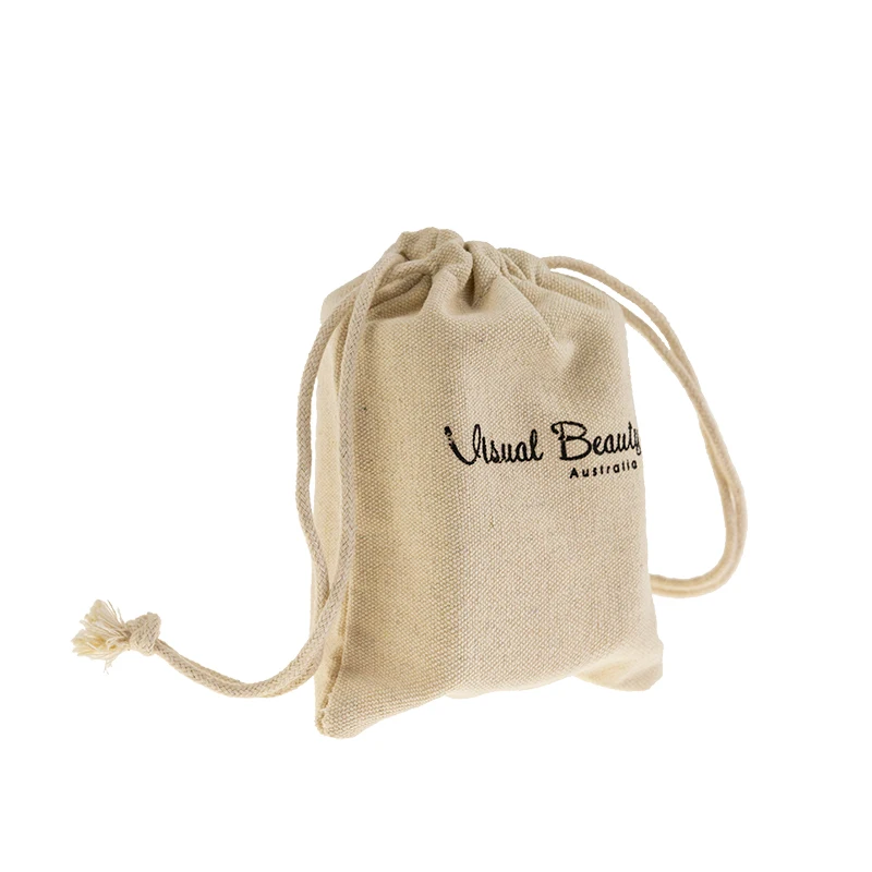 Letter logo custom printed natural eco friendly cotton fabric strong durable canvas drawstring bag for sale