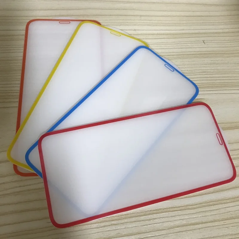 

For iPhone Xr with board Tempered Glass & Mobile Phone Tempered Glass 0.33mm 2.5D Anti-Fingerprint, Red/yellow/blue