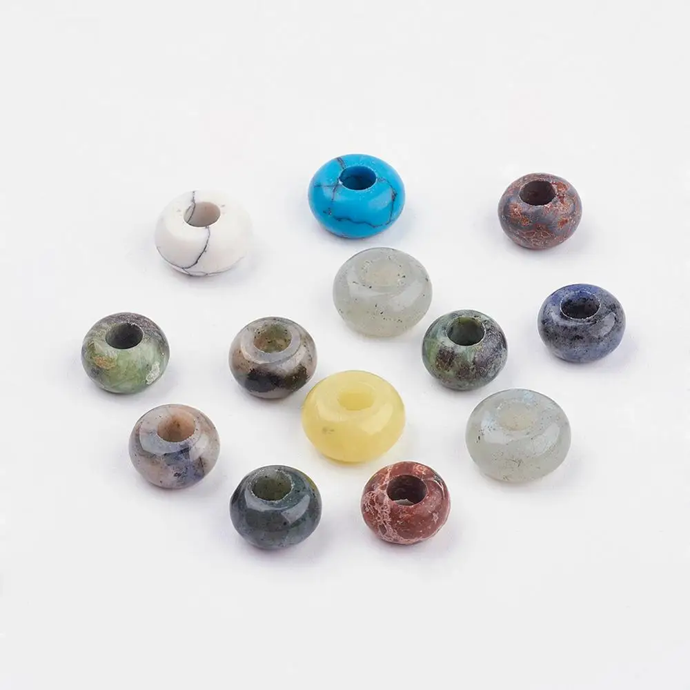 

PandaHall Mixed Rondelle Gemstone Large Hole European Beads