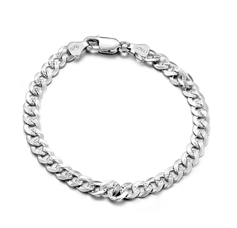 

High quality hiphop Luxury cuban Curb Link Chain 925 sterling silver mens bracelets, As the picture or customize