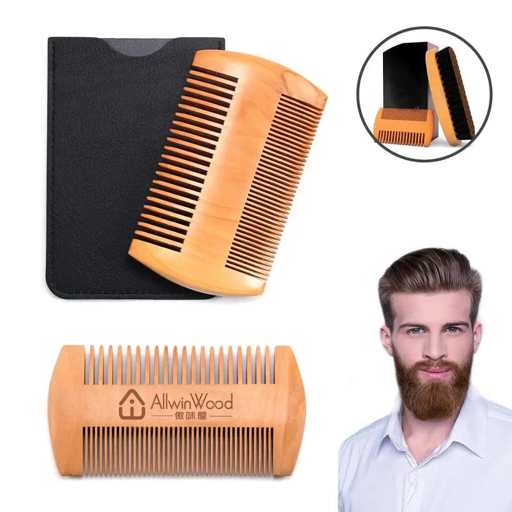 

Amazon Hot sell Mens Antistatic Wooden Lice Moustache Beard Comb, Nature
