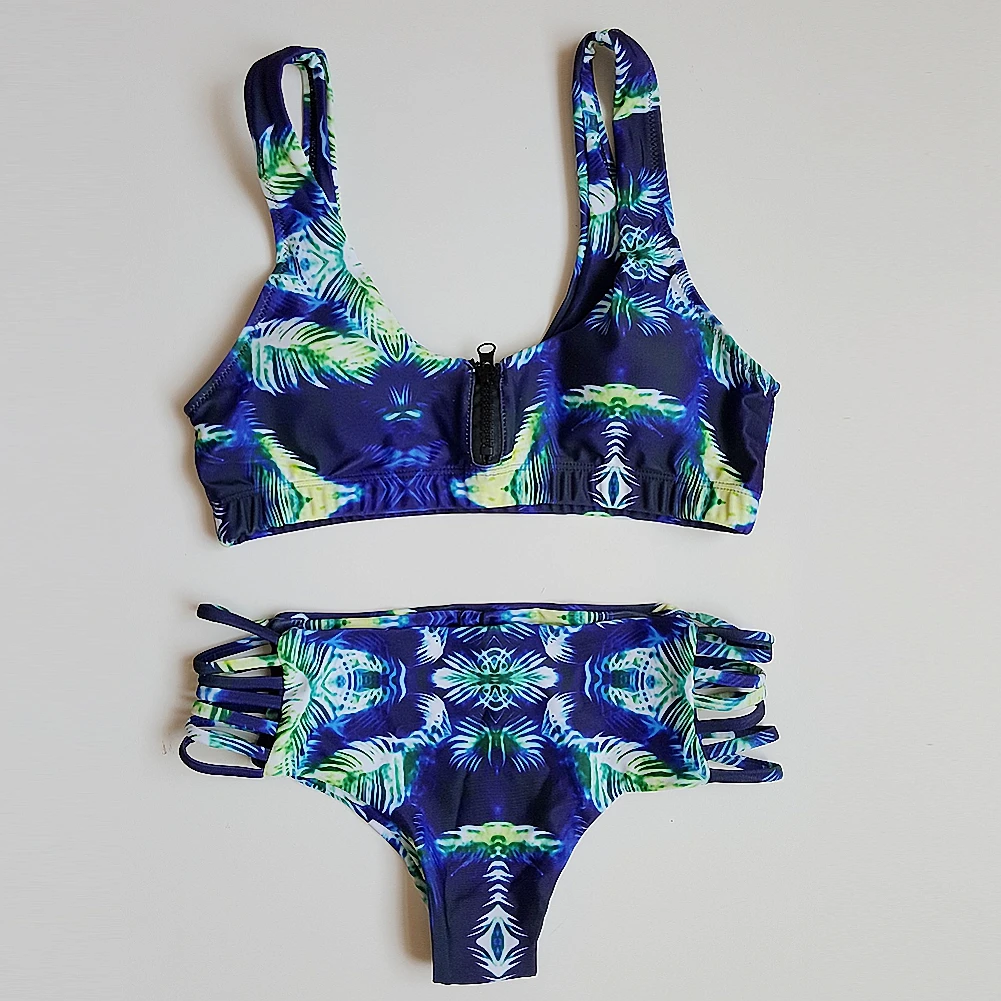 妇女的热风格背心比基尼性感拉链泳装套装