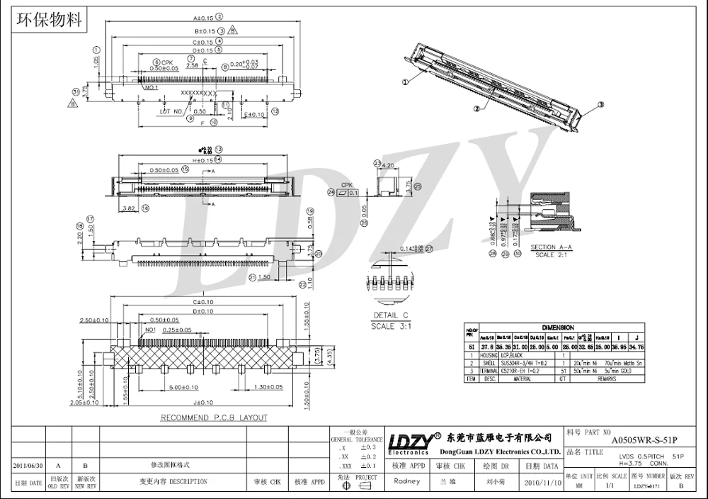 JAE FI-R series 0.50mm pitch wire connector with plug 26 pin