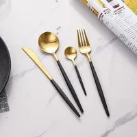 

Low MOQ 304 stainless steel flatware matte gold portuguese cutlery set